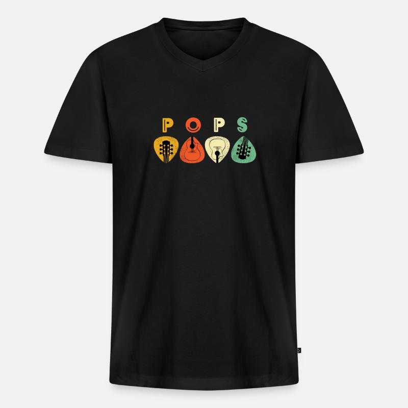 Pops Guitar Picks - Männer Premium Bio T-Shirt mit V-Ausschnitt - Schwarz
