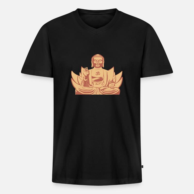 Om Buddha - Männer Premium Bio T-Shirt mit V-Ausschnitt - Schwarz