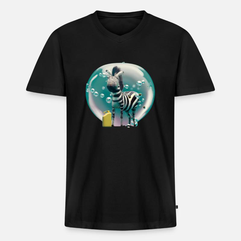 Zebra, digital Art - Männer Premium Bio T-Shirt mit V-Ausschnitt - Schwarz