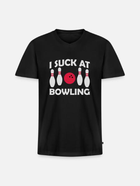 I suck at bowling - Men's Premium Organic T-shirt with V-neck - black