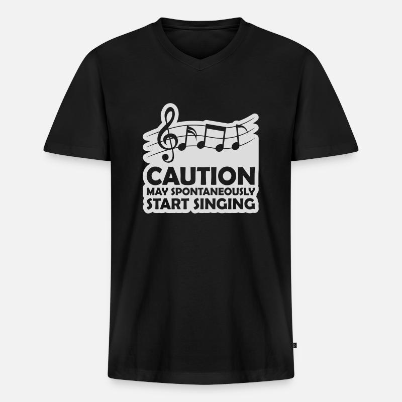 may spontaneously start singing - Männer Premium Bio T-Shirt mit V-Ausschnitt - Schwarz