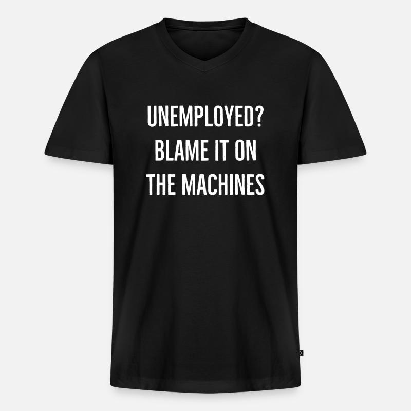 arbeitslos - Männer Premium Bio T-Shirt mit V-Ausschnitt - Schwarz