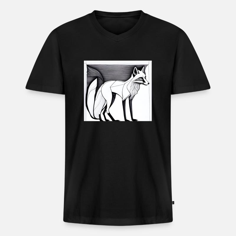 Fuchs - Männer Premium Bio T-Shirt mit V-Ausschnitt - Schwarz