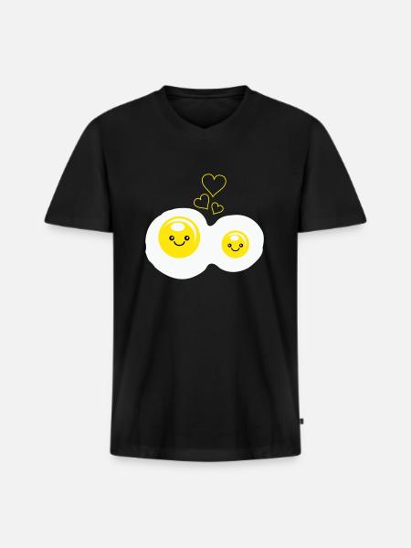 Fried Eggs Love - Men's Premium Organic T-shirt with V-neck - black