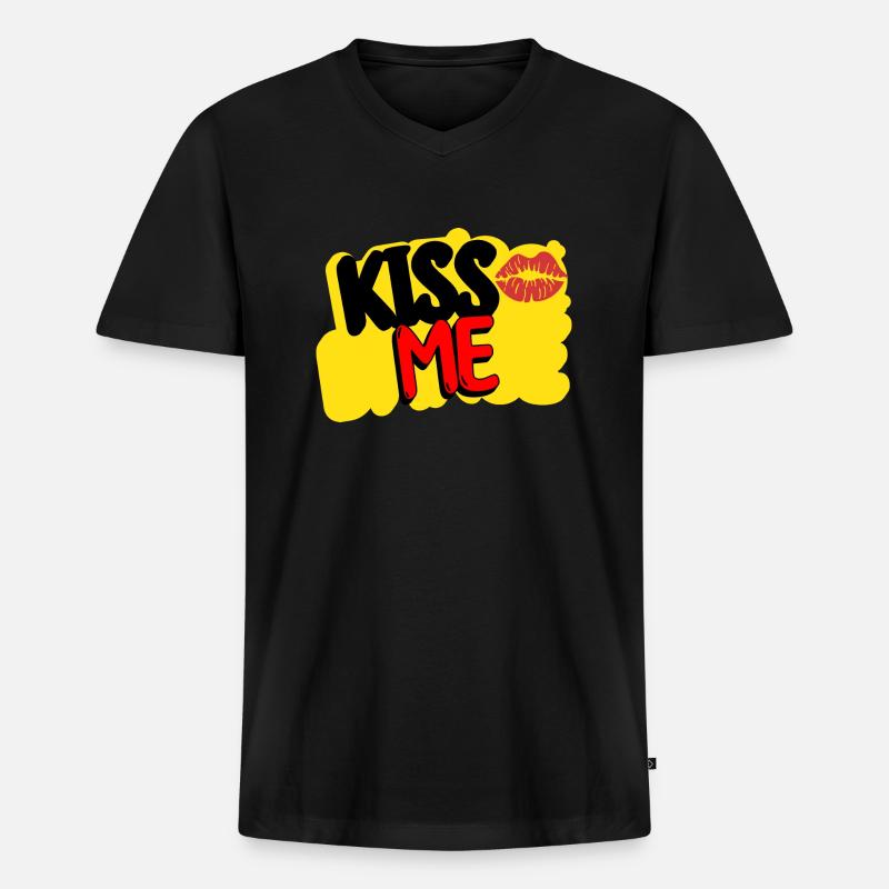 Küss mich: Ich bin unwiderstehlich! - Männer Premium Bio T-Shirt mit V-Ausschnitt - Schwarz