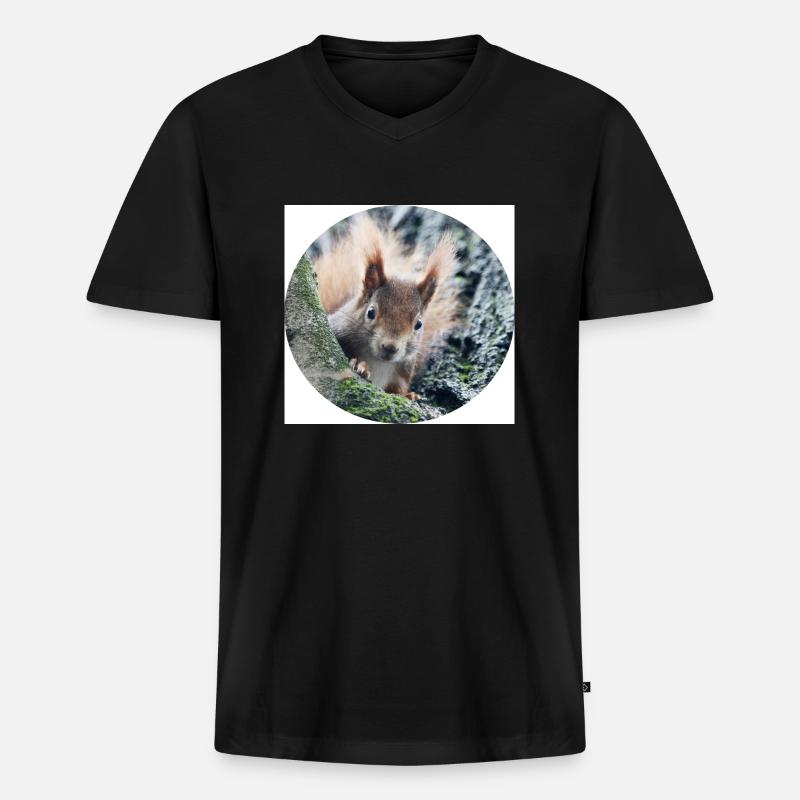 Eichhörnchen, isibat - Männer Premium Bio T-Shirt mit V-Ausschnitt - Schwarz