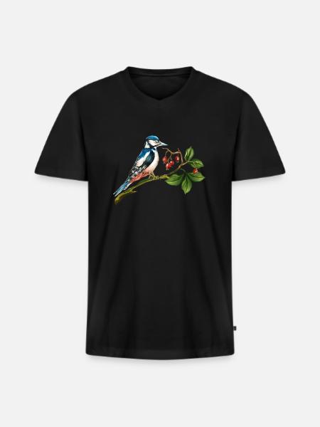 Bunter Vogel - Männer Premium Bio T-Shirt mit V-Ausschnitt - Schwarz