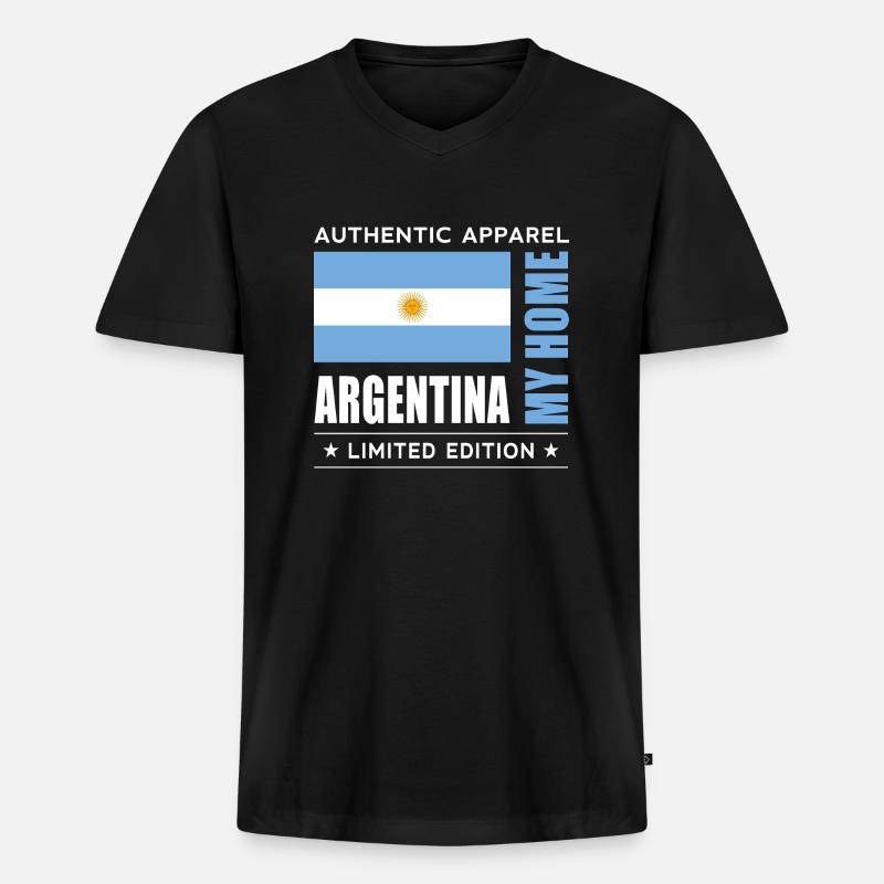 Argentina - Männer Premium Bio T-Shirt mit V-Ausschnitt - Schwarz