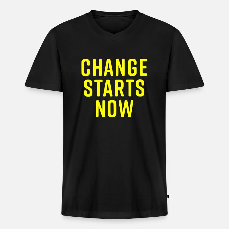 change starts now - Männer Premium Bio T-Shirt mit V-Ausschnitt - Schwarz