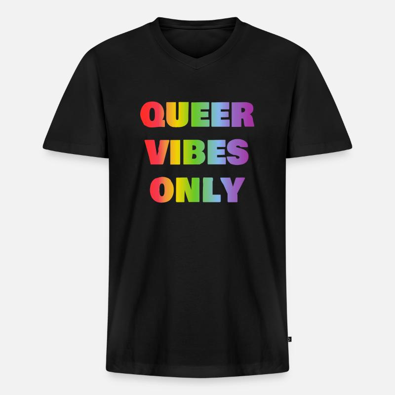 Nur queere Vibes - Männer Premium Bio T-Shirt mit V-Ausschnitt - Schwarz