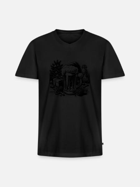 Noël Eggnogg - T-shirt encolure en V Premium bio Homme - noir