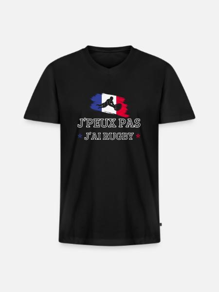 I can't I have rugby - Men's Premium Organic T-shirt with V-neck - black