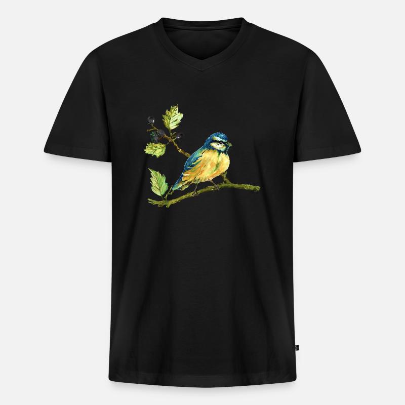 Bunter Vogel - Männer Premium Bio T-Shirt mit V-Ausschnitt - Schwarz