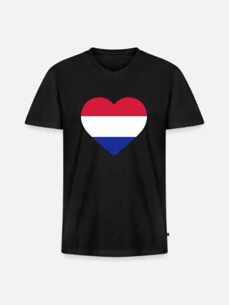 Netherlands Heart - Männer Premium Bio T-Shirt mit V-Ausschnitt - Schwarz