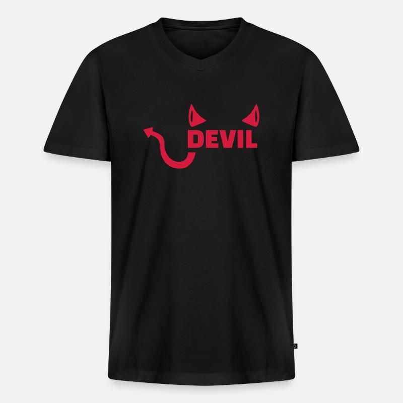 Teufel - Männer Premium Bio T-Shirt mit V-Ausschnitt - Schwarz