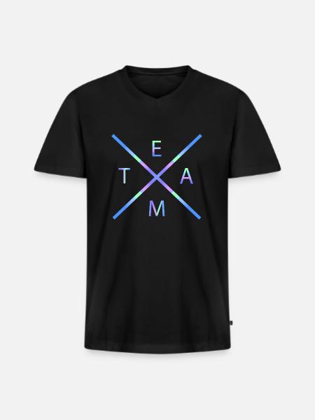 Team - Männer Premium Bio T-Shirt mit V-Ausschnitt - Schwarz