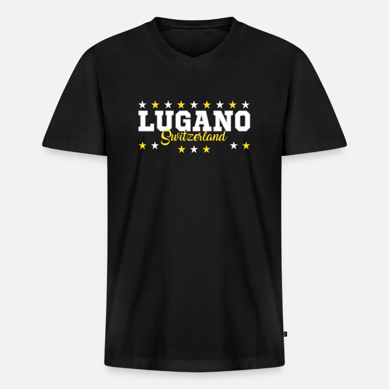 Lugano - Männer Premium Bio T-Shirt mit V-Ausschnitt - Schwarz