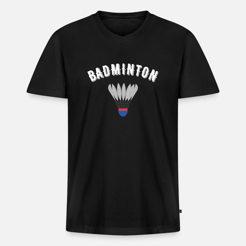 Badminton - Männer Premium Bio T-Shirt mit V-Ausschnitt - Schwarz