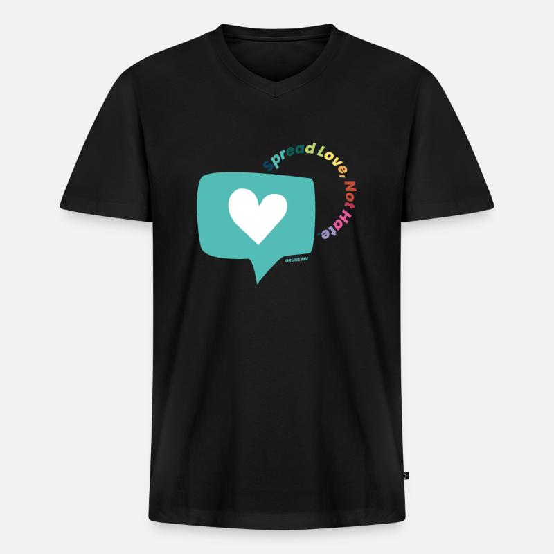 Spread Love, Not Hate. - Männer Premium Bio T-Shirt mit V-Ausschnitt - Schwarz