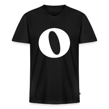 Lettre o - T-shirt encolure en V Premium bio Homme - noir - Devant - Nico (187cm)