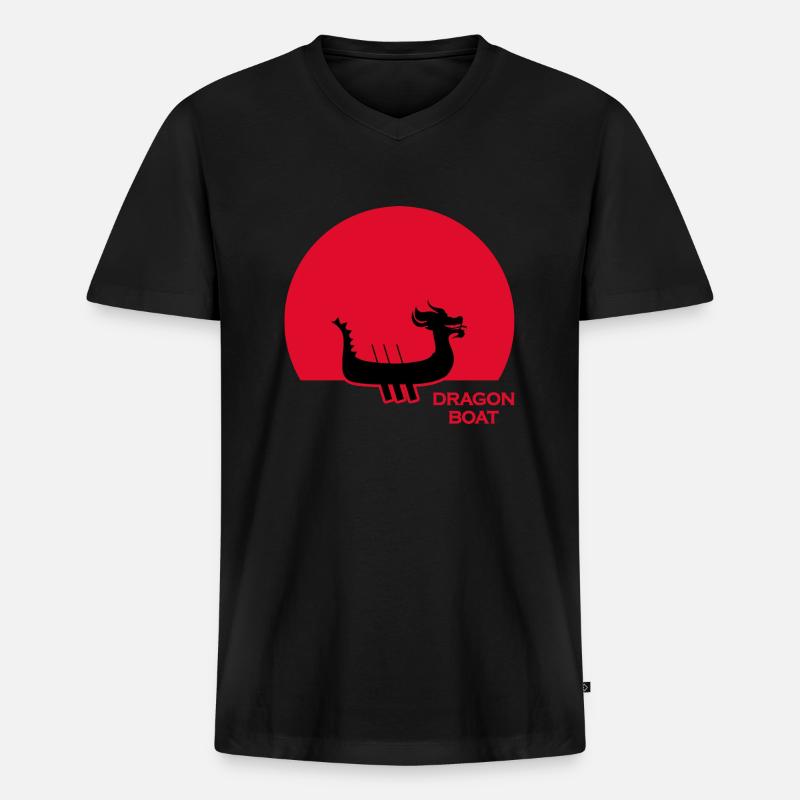 drachenboot chinesisches drachenbootfahrer - Männer Premium Bio T-Shirt mit V-Ausschnitt - Schwarz