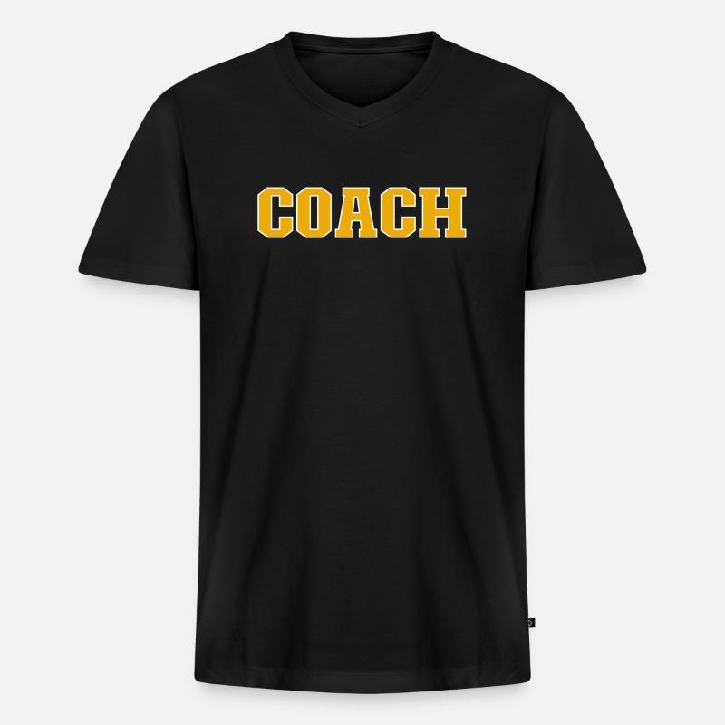 Coach - Männer Premium Bio T-Shirt mit V-Ausschnitt - Schwarz