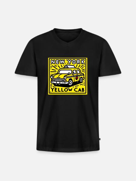 New York Cab - Men's Premium Organic T-shirt with V-neck - black