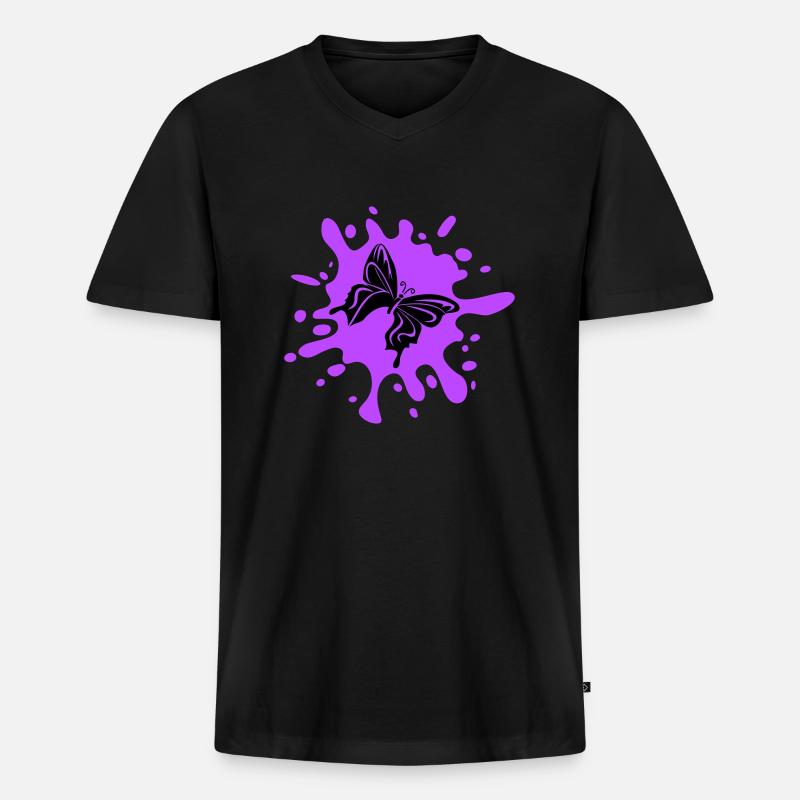 schmetterling farbklecks - Männer Premium Bio T-Shirt mit V-Ausschnitt - Schwarz