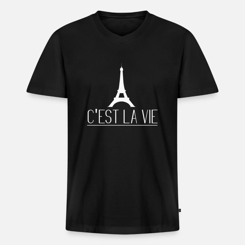 Pariser Zitat - Männer Premium Bio T-Shirt mit V-Ausschnitt - Schwarz