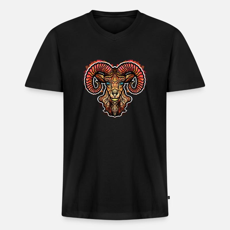Widder - Männer Premium Bio T-Shirt mit V-Ausschnitt - Schwarz