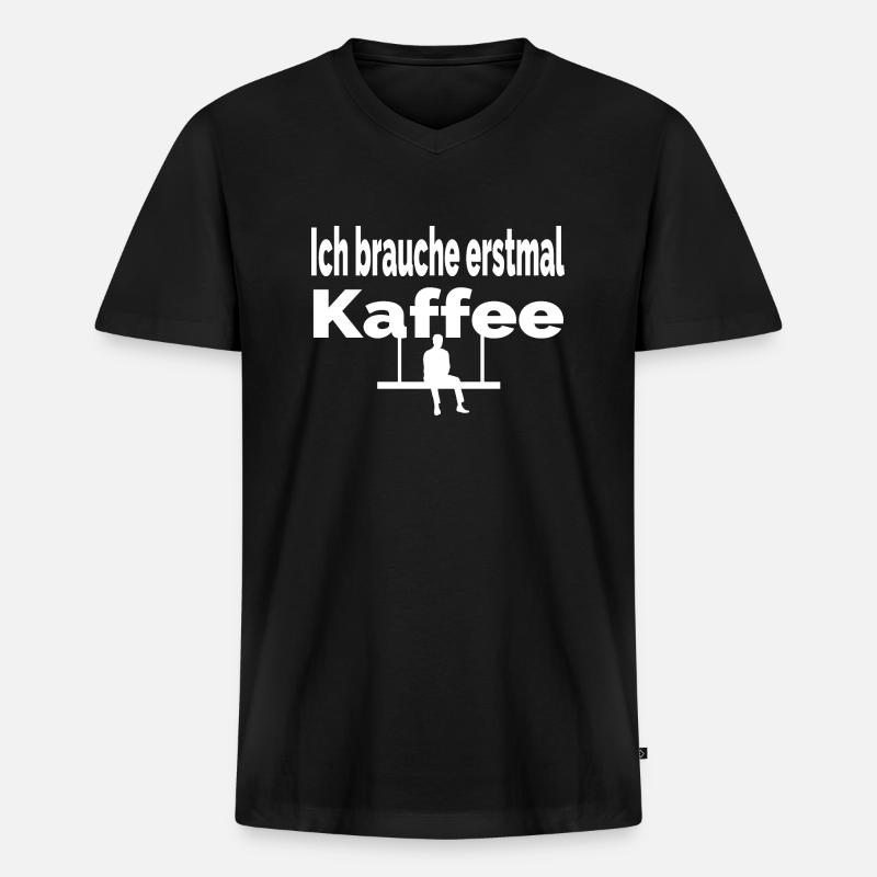 Kaffee - Männer Premium Bio T-Shirt mit V-Ausschnitt - Schwarz