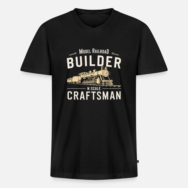 Präzision im Modellbau - Männer Premium Bio T-Shirt mit V-Ausschnitt - Schwarz