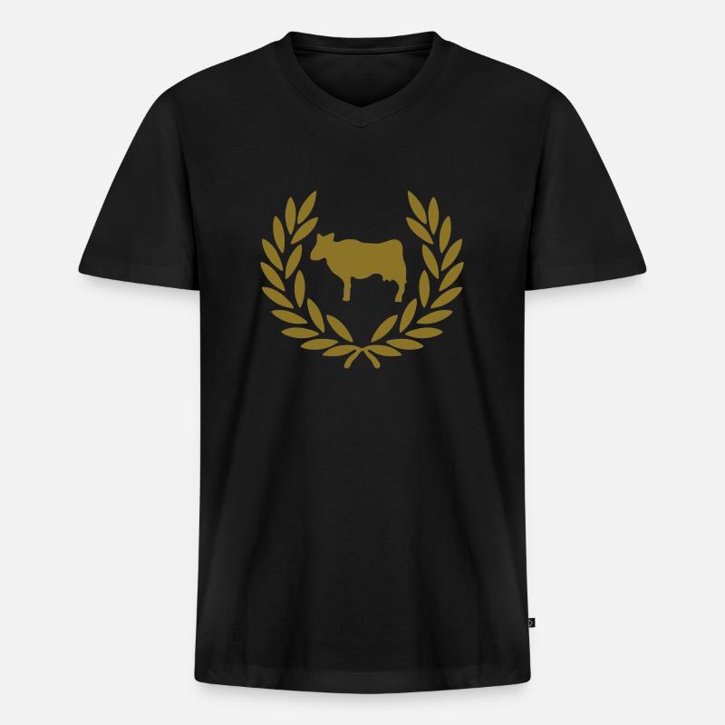 Bauer_krone_cow - Männer Premium Bio T-Shirt mit V-Ausschnitt - Schwarz