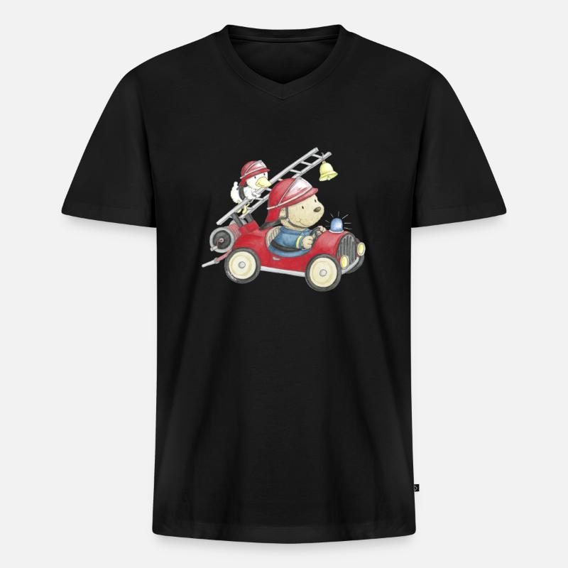 PP_Feuerwehr_01 - Männer Premium Bio T-Shirt mit V-Ausschnitt - Schwarz