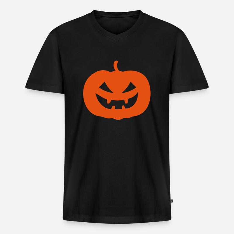 pumpkin - Männer Premium Bio T-Shirt mit V-Ausschnitt - Schwarz