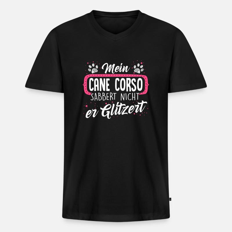 CANE-CORSO - sabber - Männer Premium Bio T-Shirt mit V-Ausschnitt - Schwarz