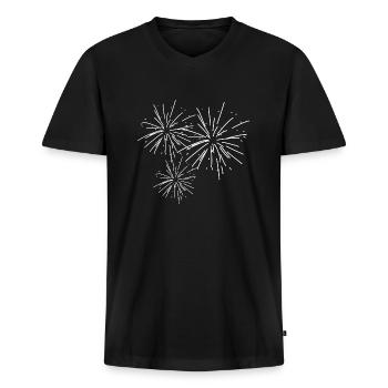Feuerwerk Pyro Pyrotechnik Effekt - Männer Premium Bio T-Shirt mit V-Ausschnitt - Schwarz - Vorne - Nico (187cm)