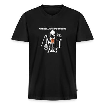 Vermesser Alleskönner - Männer Premium Bio T-Shirt mit V-Ausschnitt - Schwarz - Vorne - Nico (187cm)