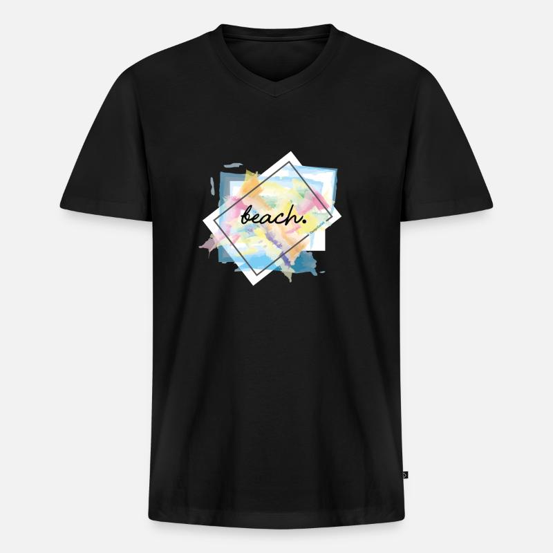 beach, Strand - Männer Premium Bio T-Shirt mit V-Ausschnitt - Schwarz