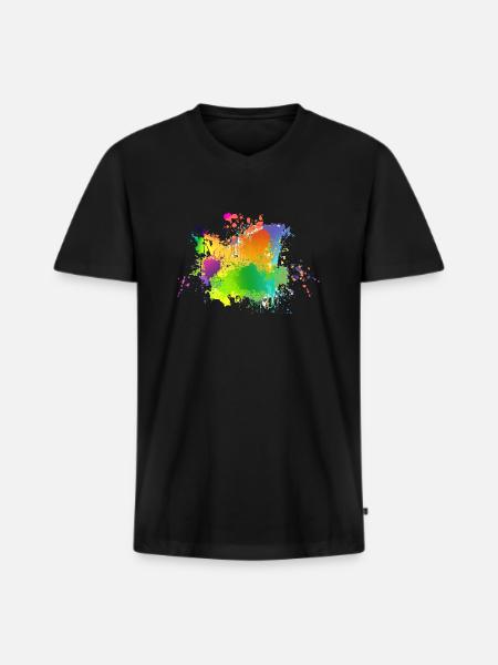 Splashes of colour - Men's Premium Organic T-shirt with V-neck - black