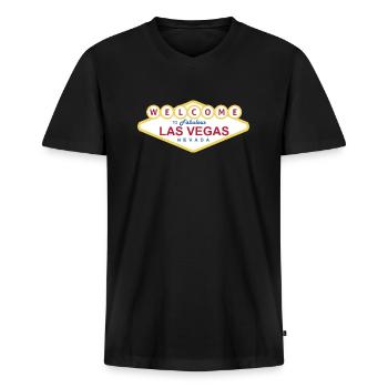Las Vegas - Männer Premium Bio T-Shirt mit V-Ausschnitt - Schwarz - Vorne - Nico (187cm)