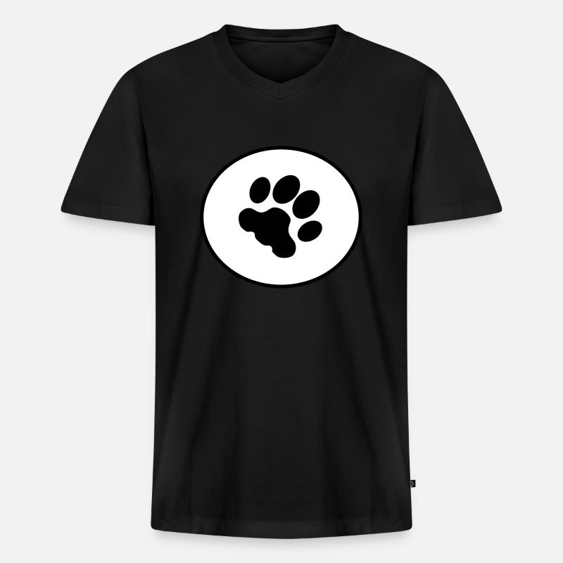 Pfotenabdruck - Männer Premium Bio T-Shirt mit V-Ausschnitt - Schwarz