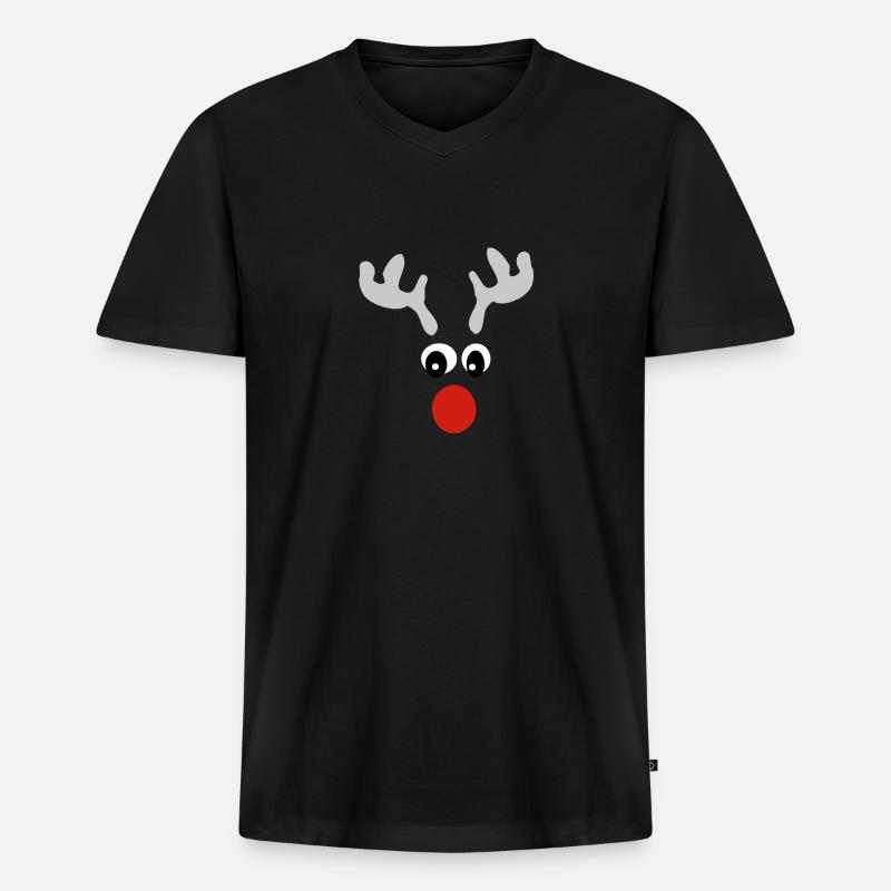Rentier - Männer Premium Bio T-Shirt mit V-Ausschnitt - Schwarz