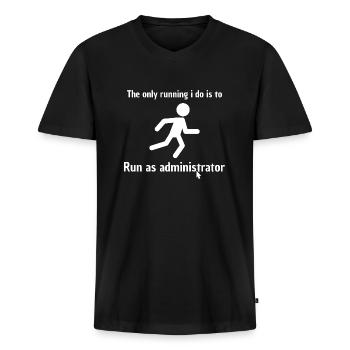 Run as administrator - Männer Premium Bio T-Shirt mit V-Ausschnitt - Schwarz - Vorne - Nico (187cm)