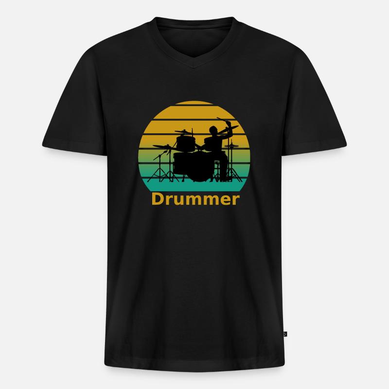 Drummer - Männer Premium Bio T-Shirt mit V-Ausschnitt - Schwarz