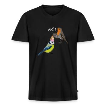 Rotkehlchen Blaumeise Eis Kopf NÖ Lustige Vögel - Männer Premium Bio T-Shirt mit V-Ausschnitt - Schwarz - Vorne - Nico (187cm)