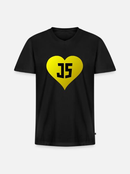 Coeur JavaScript - T-shirt encolure en V Premium bio Homme - noir