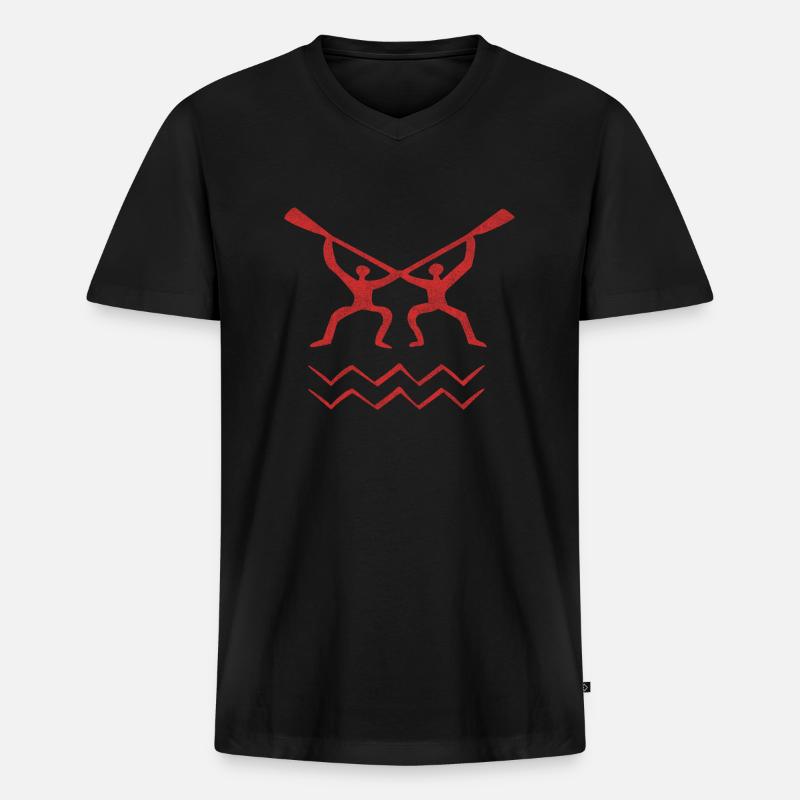 Paddeln - Männer Premium Bio T-Shirt mit V-Ausschnitt - Schwarz