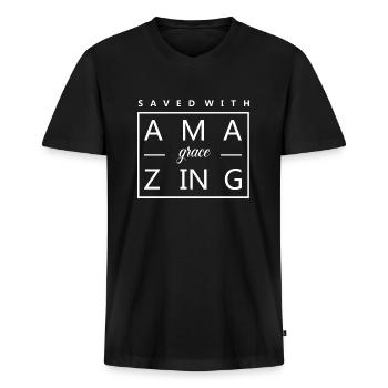 Christliche Sprüche - Männer Premium Bio T-Shirt mit V-Ausschnitt - Schwarz - Vorne - Nico (187cm)