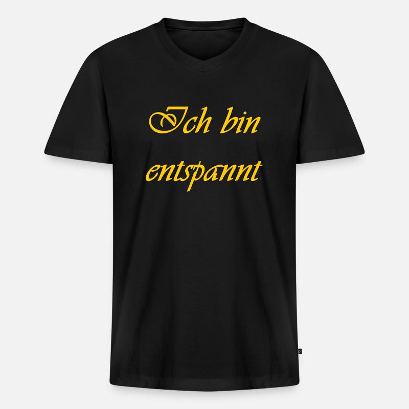 Ich bin entspannt - Männer Premium Bio T-Shirt mit V-Ausschnitt - Schwarz